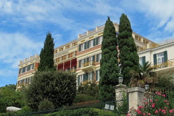 A building with trees around it